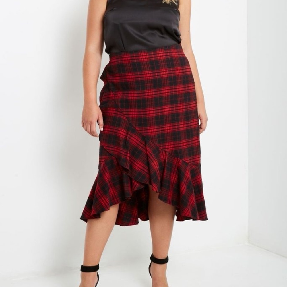 Black and Red Plaid Skirt